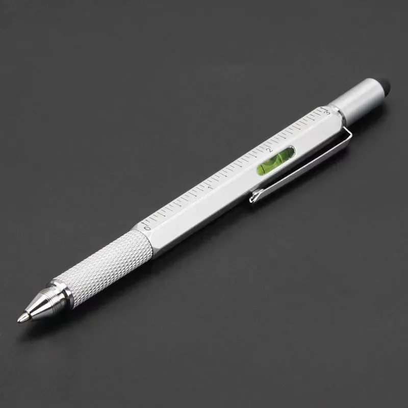 Stylet capacitif multifonctionnel 7 en 1 pour écran tactile avec tournevis, règle, jauge de niveau et stylo à bille rechargeable 11