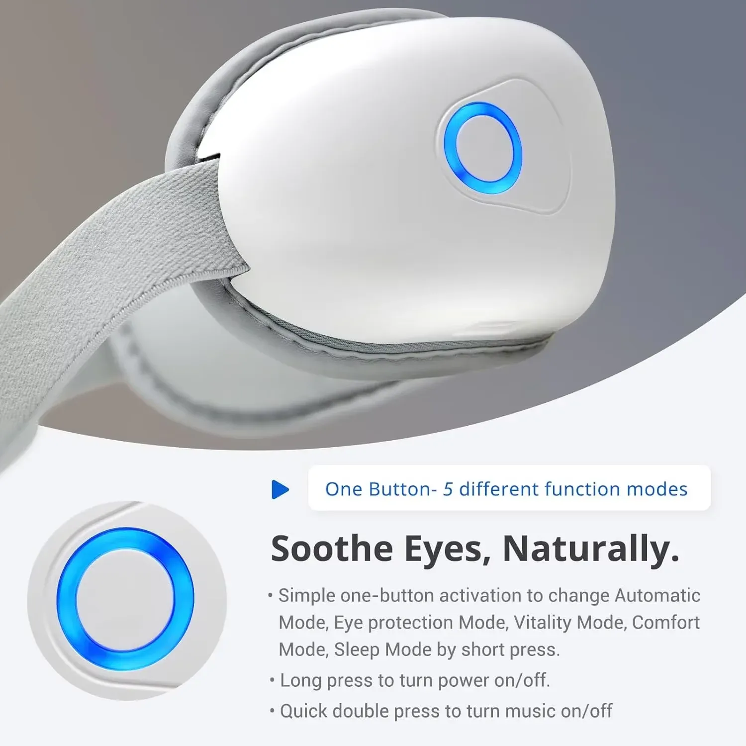 Masque de massage oculaire pliable à compression par airbag avec musique Bluetooth 3
