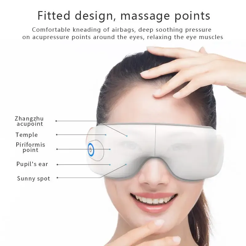 Masque de massage oculaire pliable à compression par airbag avec musique Bluetooth 5