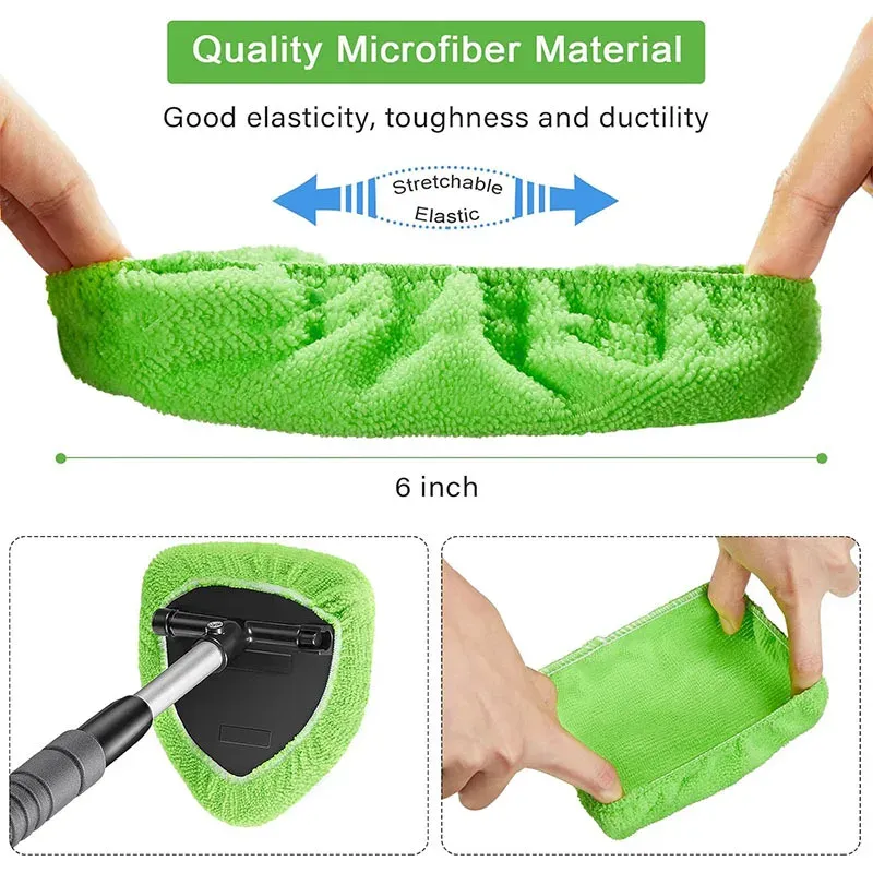 Ensemble de brosses de nettoyage pour pare-brise en microfibre, nettoyeur de vitres télescopique et grattoir anti-buée 6