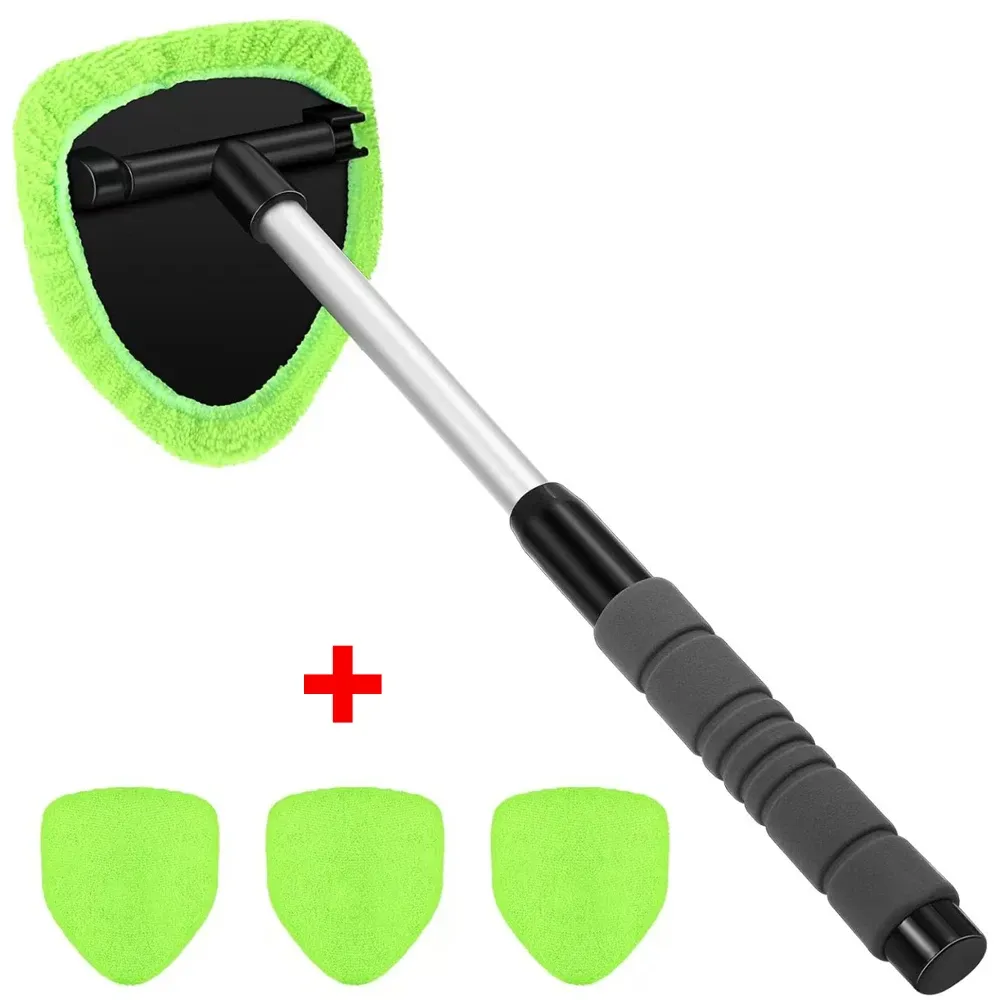 Ensemble de brosses de nettoyage pour pare-brise en microfibre, nettoyeur de vitres télescopique et grattoir anti-buée 9