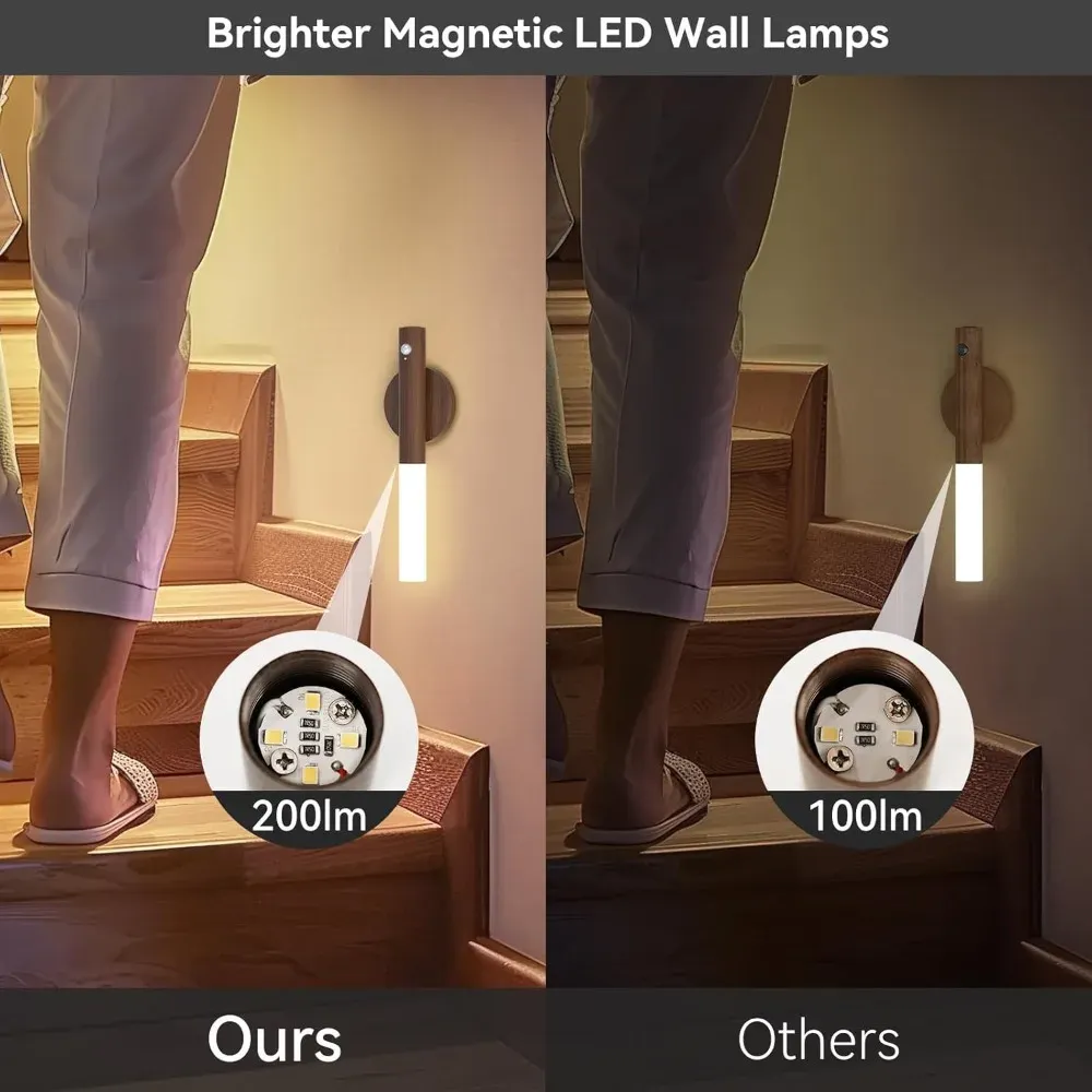 Veilleuse LED USB rechargeable à induction humaine pour chevet, maison et garde-robe, éclairage avec capteur de mouvement 3