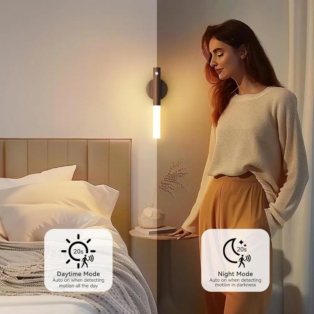 Veilleuse LED USB rechargeable à induction humaine pour chevet, maison et garde-robe, éclairage avec capteur de mouvement 5