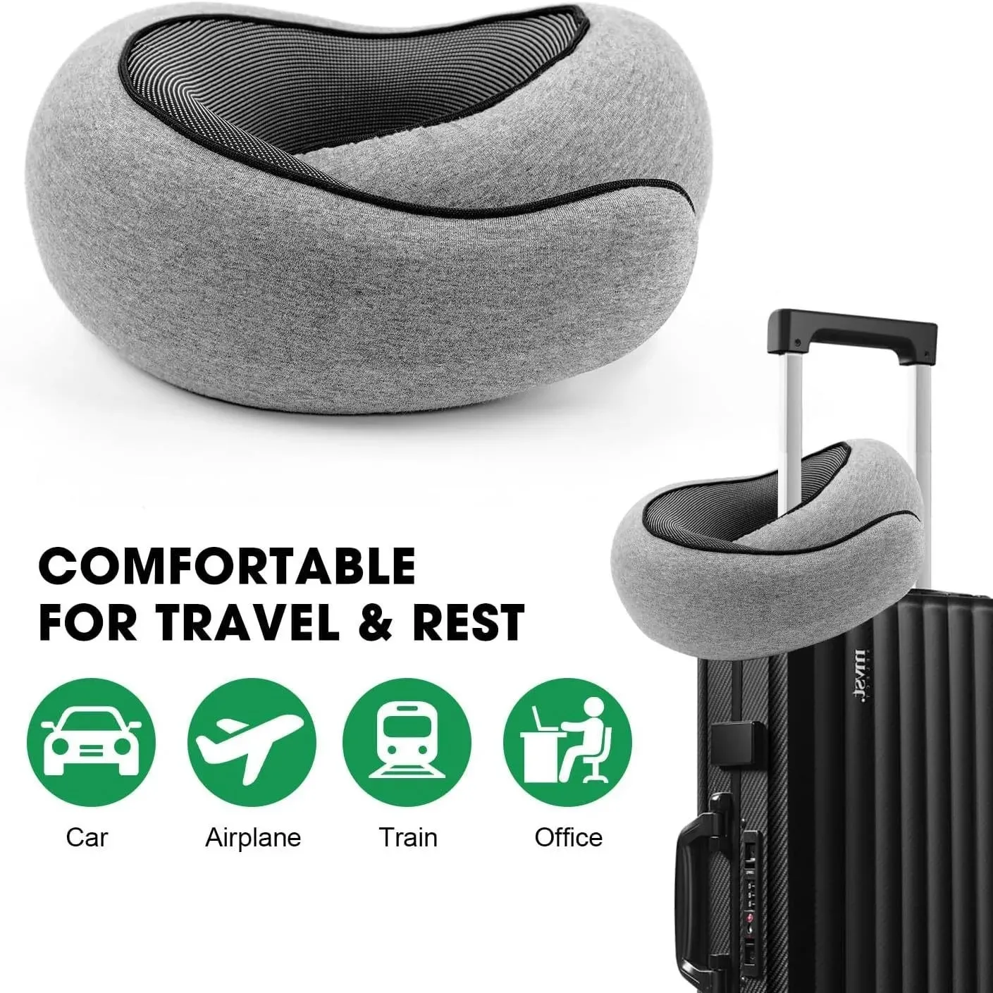 Oreiller de voyage portable réglable en mousse à mémoire de forme, en forme de U, style escargot 4