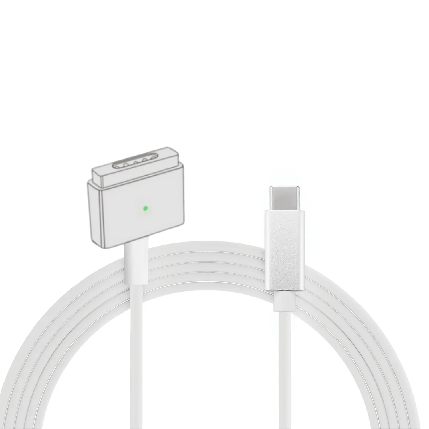 Câble de charge USB-C vers MagSafe 2 tressé en forme de T pour MacBook Air et Pro, compatible avec les chargeurs 45 W, 60 W et 85 W 16