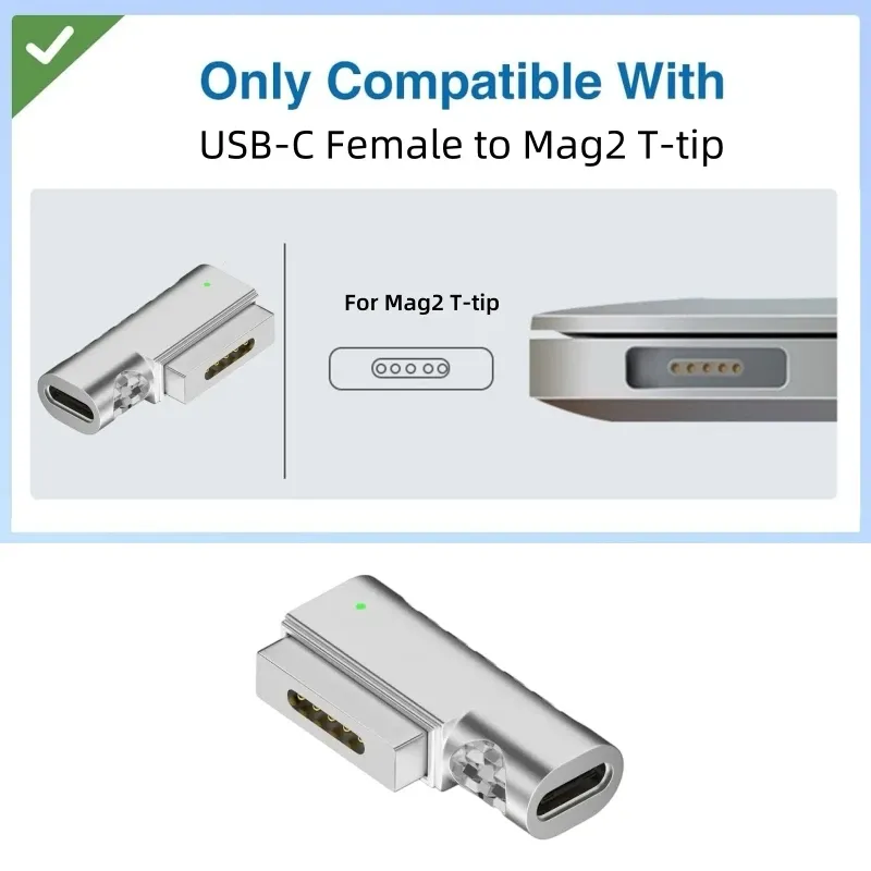 Câble de charge USB-C vers MagSafe 2 tressé en forme de T pour MacBook Air et Pro, compatible avec les chargeurs 45 W, 60 W et 85 W 24