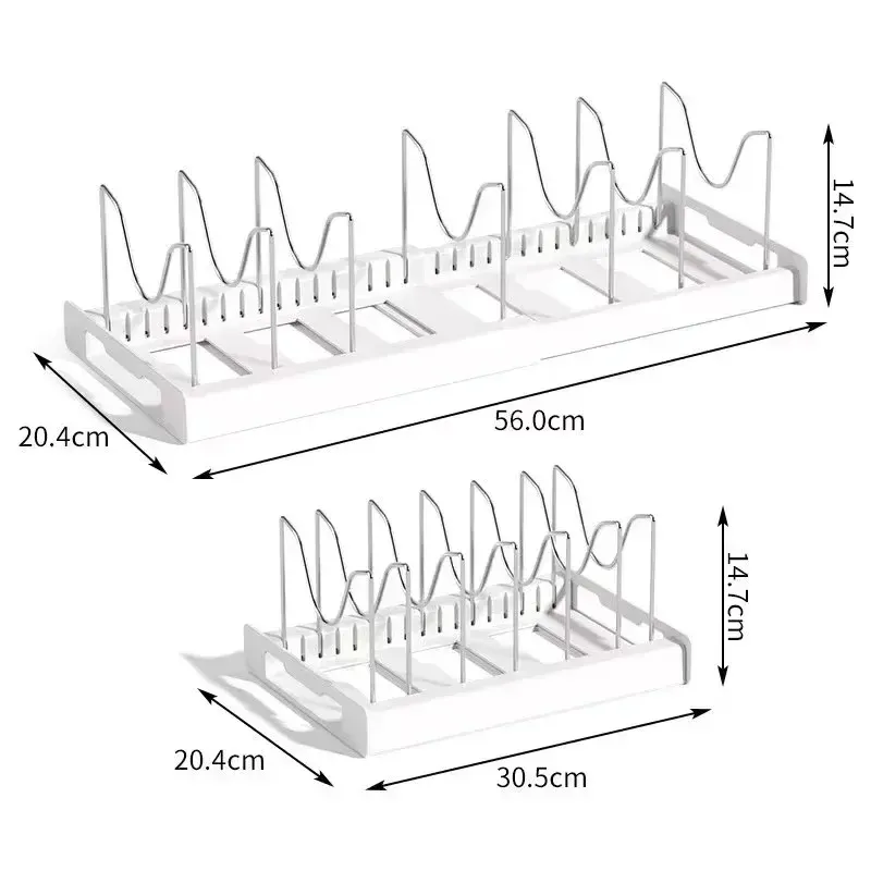 Organisateur extensible à 7 compartiments réglables pour poêles, couvercles et ustensiles de cuisine 6