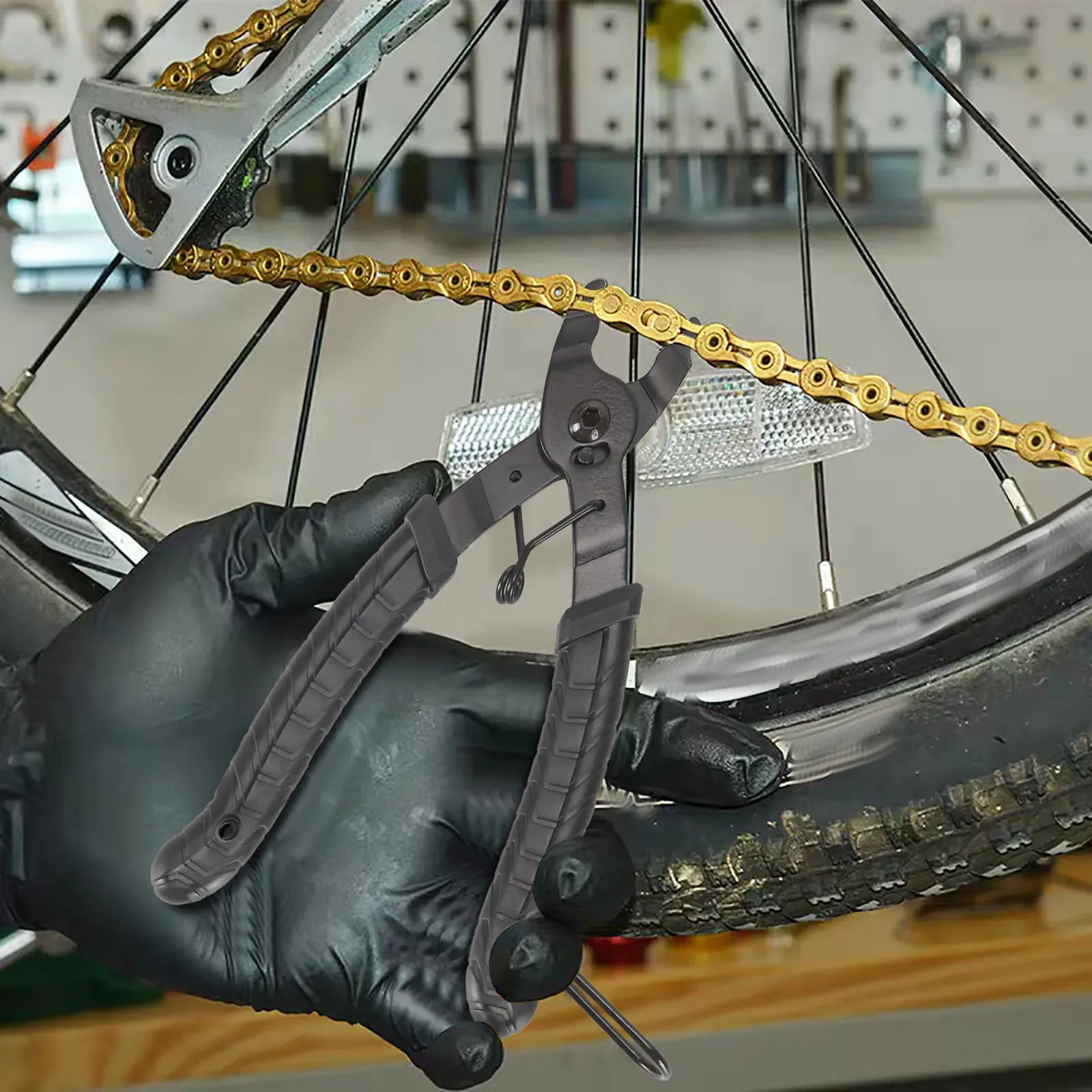 Outil de chaîne rapide pour vélo avec pince à crochet, pince à chaîne de cyclisme pour vélo de route et VTT, pince à maillons multiples, outil de vélo à boucle magique 5