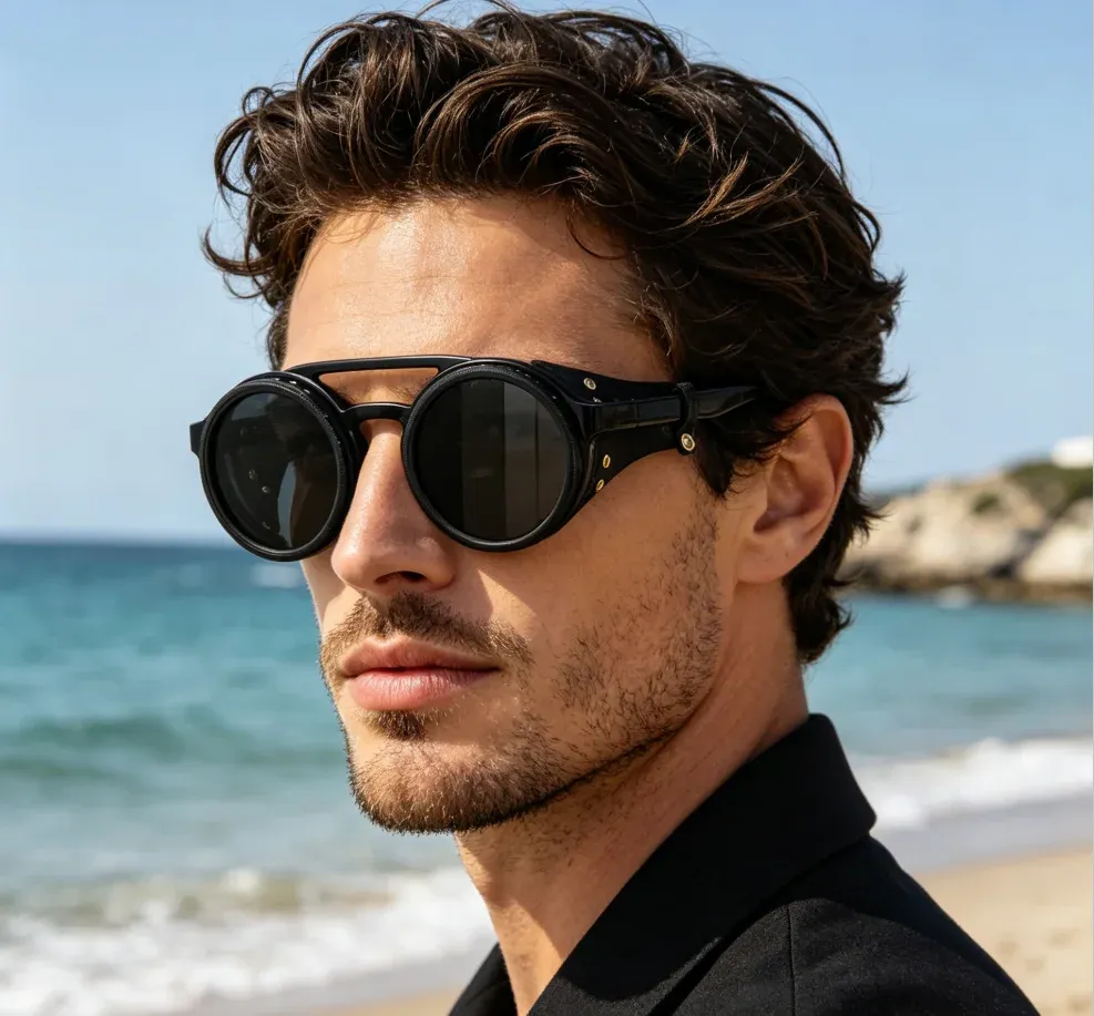 Lunettes de soleil polarisées réglables ND9, style rétro punk rond, pour hommes et femmes, idéales pour la pêche et la conduite en extérieur, protection UV400 4