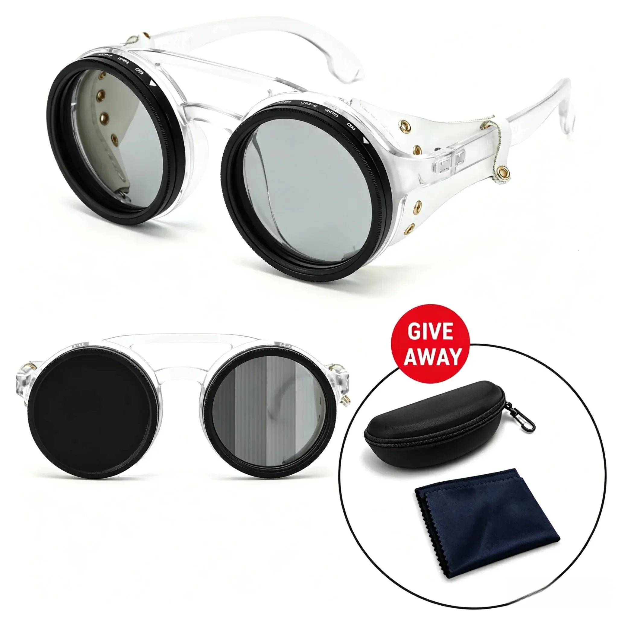 Lunettes de soleil polarisées réglables ND9, style rétro punk rond, pour hommes et femmes, idéales pour la pêche et la conduite en extérieur, protection UV400 33