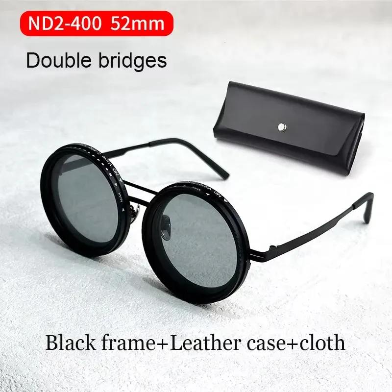 Lunettes de soleil polarisées réglables ND9, style rétro punk rond, pour hommes et femmes, idéales pour la pêche et la conduite en extérieur, protection UV400 29
