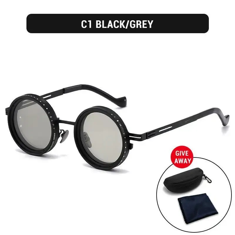 Lunettes de soleil polarisées réglables ND9, style rétro punk rond, pour hommes et femmes, idéales pour la pêche et la conduite en extérieur, protection UV400 30