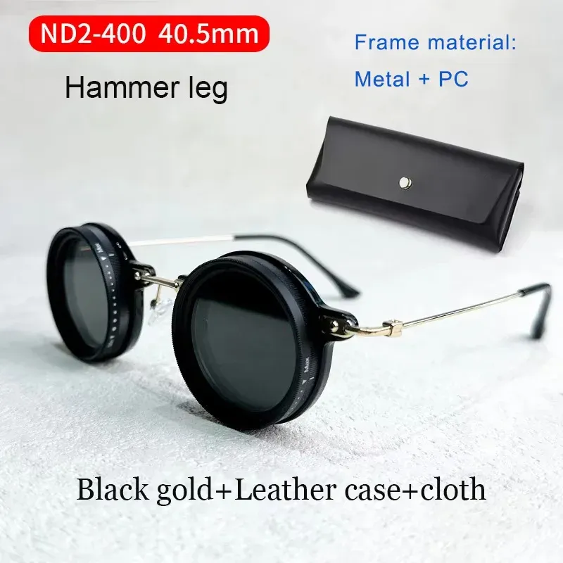 Lunettes de soleil polarisées réglables ND9, style rétro punk rond, pour hommes et femmes, idéales pour la pêche et la conduite en extérieur, protection UV400 27