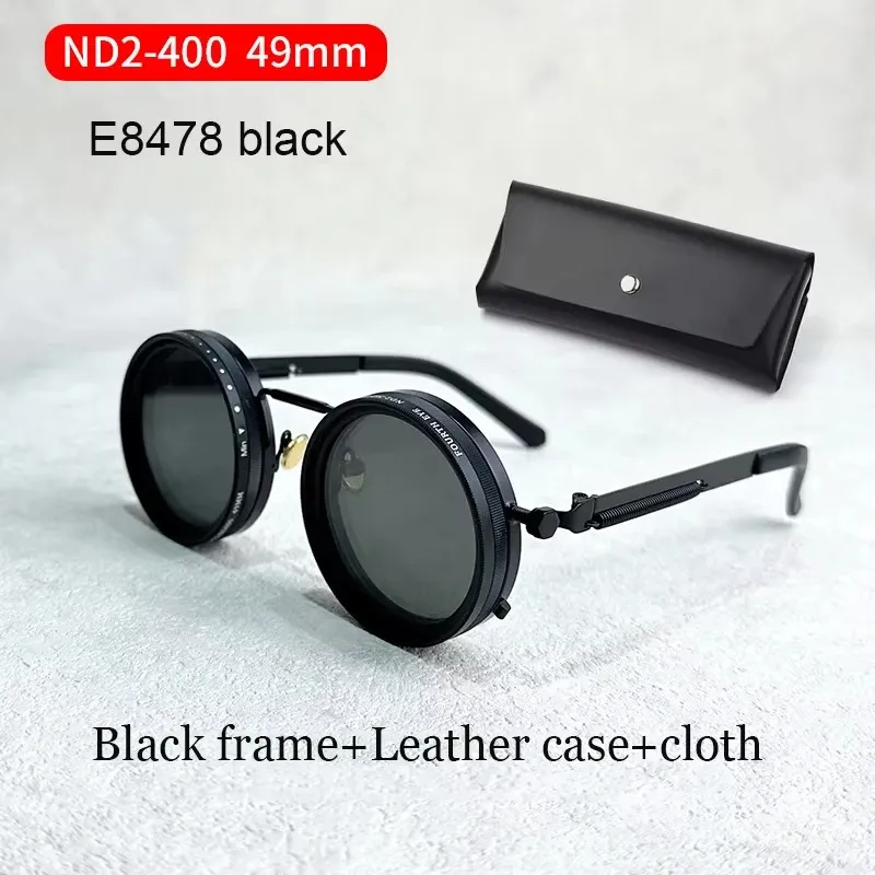 Lunettes de soleil polarisées réglables ND9, style rétro punk rond, pour hommes et femmes, idéales pour la pêche et la conduite en extérieur, protection UV400 21