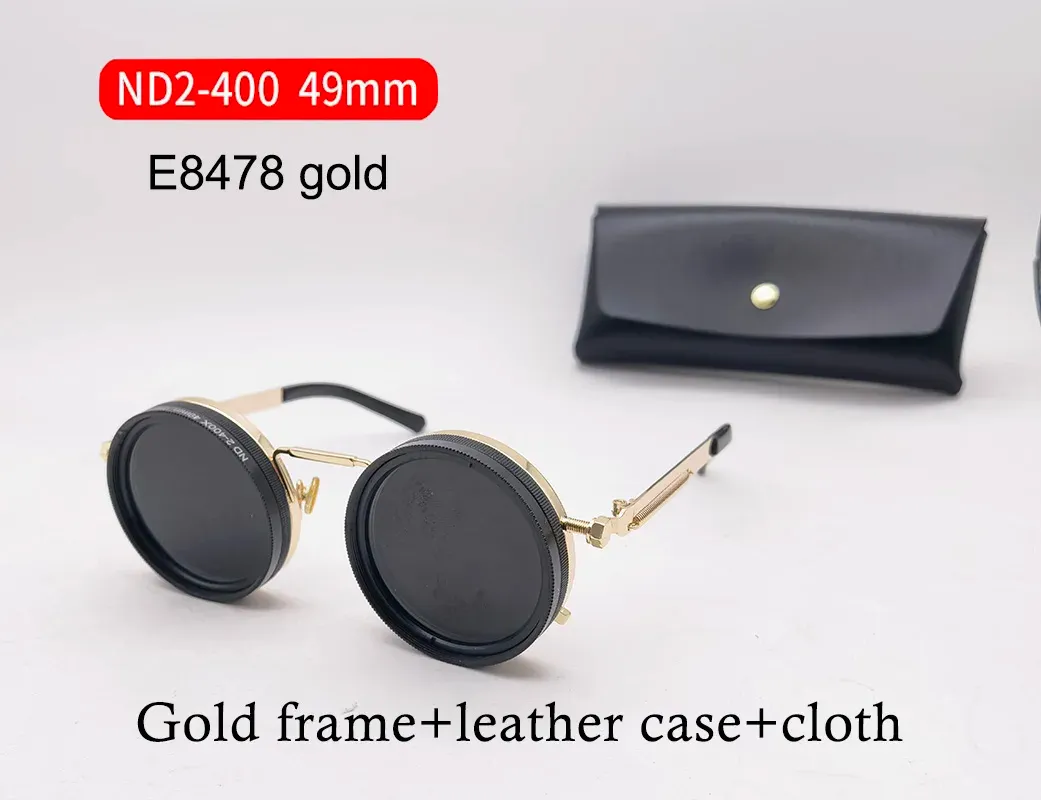 Lunettes de soleil polarisées réglables ND9, style rétro punk rond, pour hommes et femmes, idéales pour la pêche et la conduite en extérieur, protection UV400 19