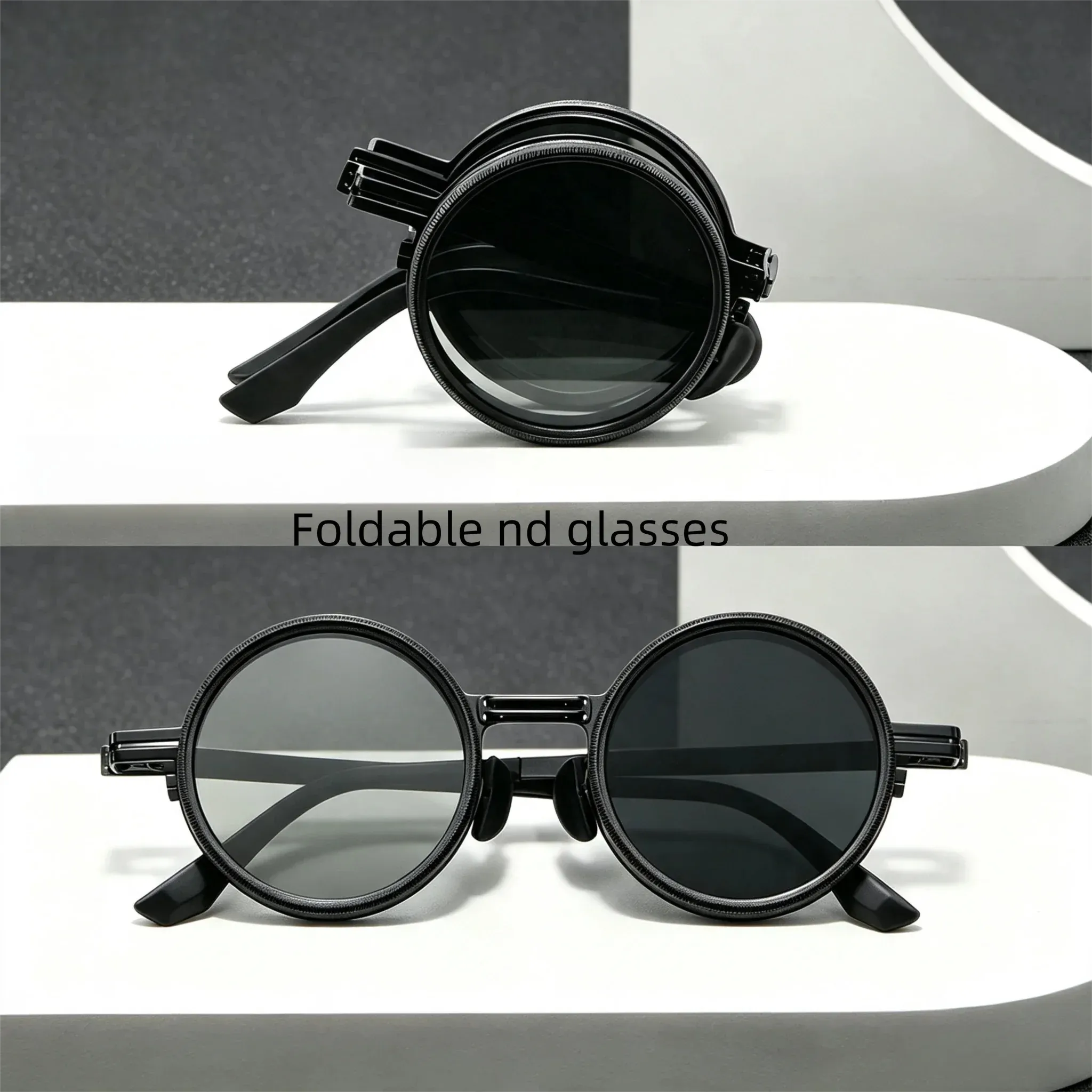 Lunettes de soleil polarisées réglables ND9, style rétro punk rond, pour hommes et femmes, idéales pour la pêche et la conduite en extérieur, protection UV400 15