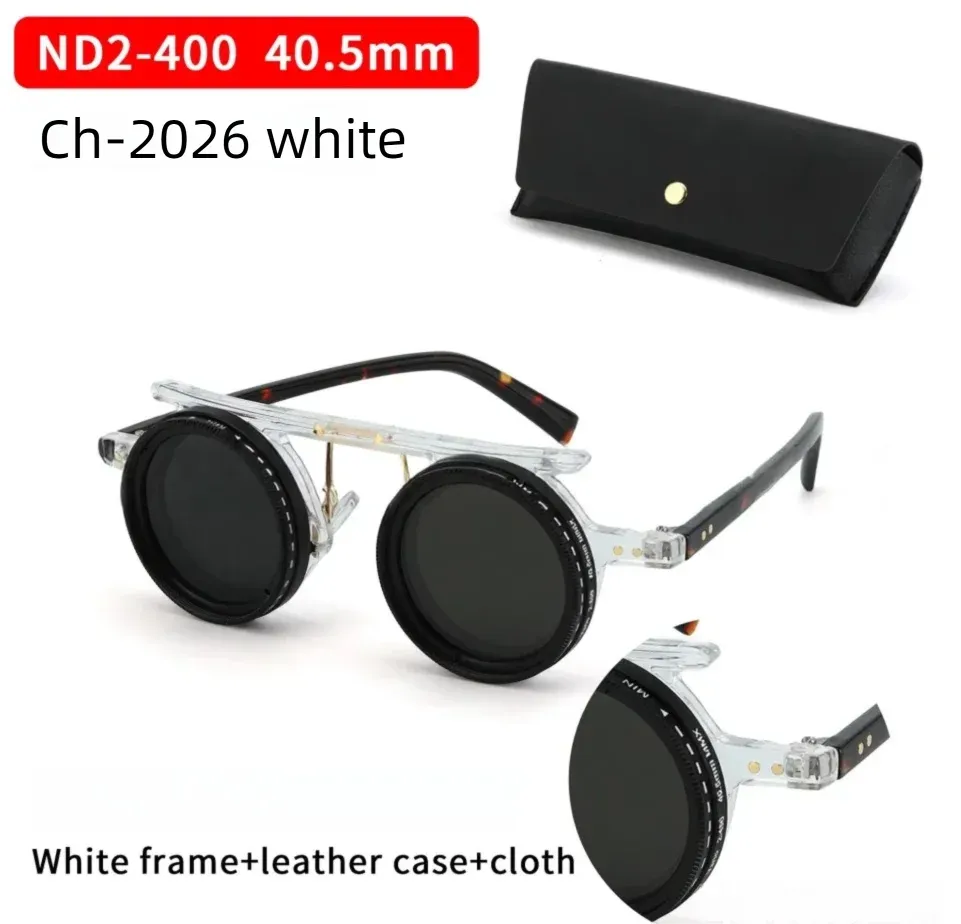 Lunettes de soleil polarisées réglables ND9, style rétro punk rond, pour hommes et femmes, idéales pour la pêche et la conduite en extérieur, protection UV400 14