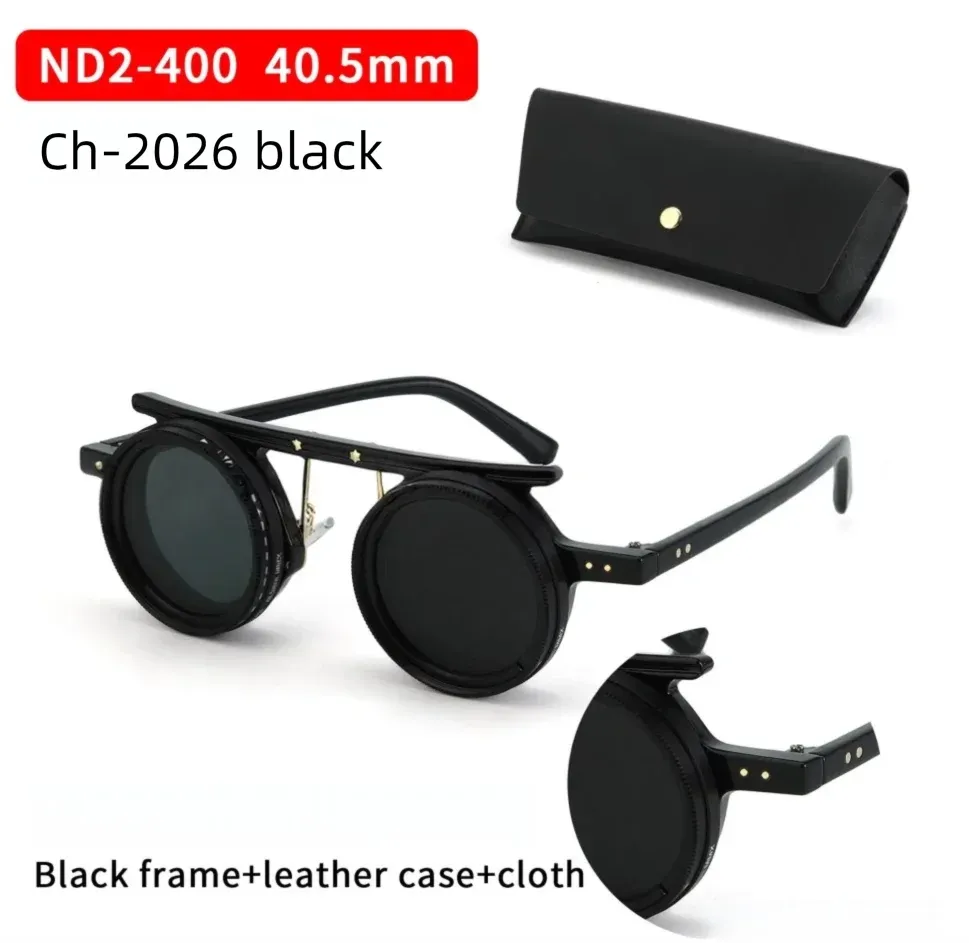 Lunettes de soleil polarisées réglables ND9, style rétro punk rond, pour hommes et femmes, idéales pour la pêche et la conduite en extérieur, protection UV400 11