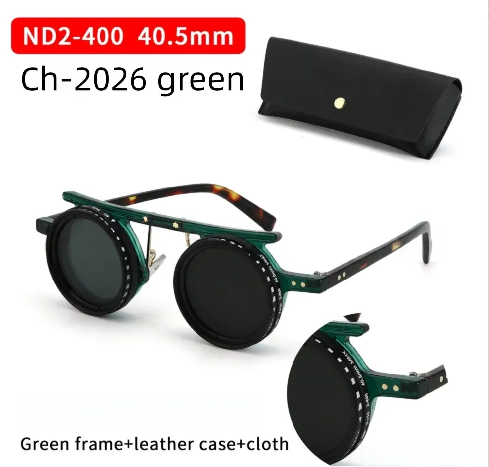 Lunettes de soleil polarisées réglables ND9, style rétro punk rond, pour hommes et femmes, idéales pour la pêche et la conduite en extérieur, protection UV400 12