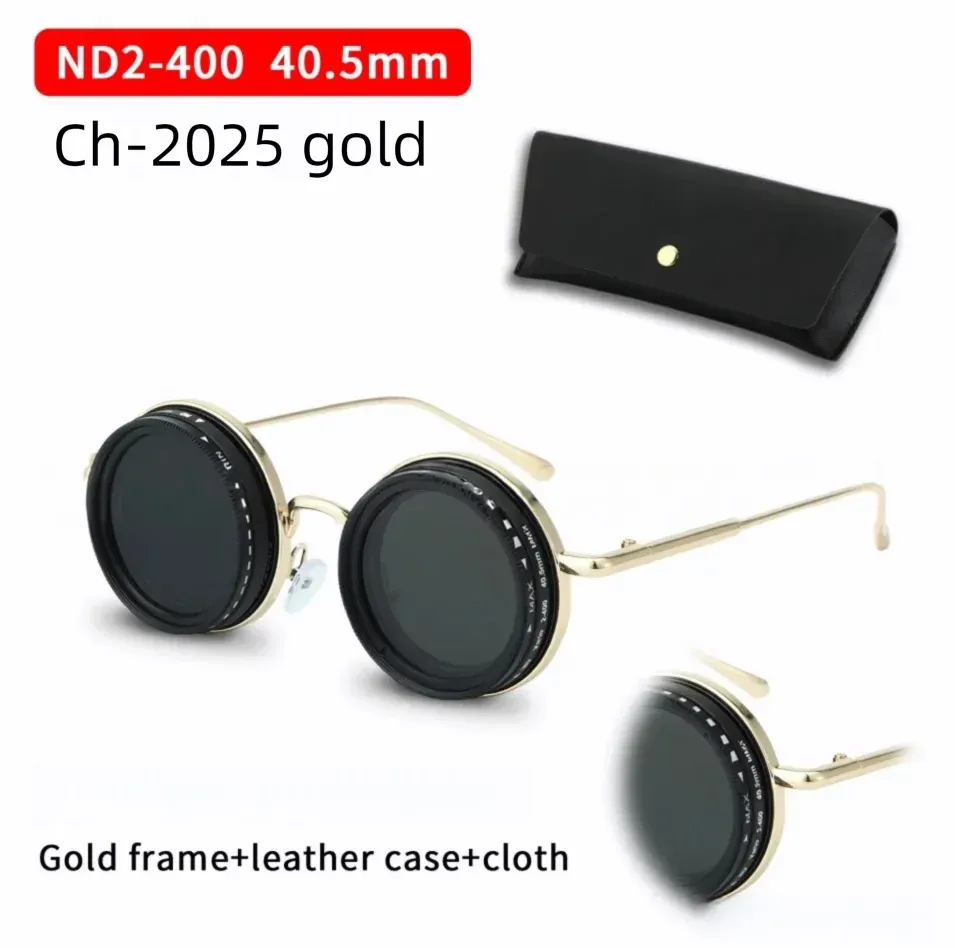 Lunettes de soleil polarisées réglables ND9, style rétro punk rond, pour hommes et femmes, idéales pour la pêche et la conduite en extérieur, protection UV400 9