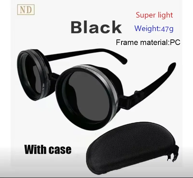 Lunettes de soleil polarisées réglables ND9, style rétro punk rond, pour hommes et femmes, idéales pour la pêche et la conduite en extérieur, protection UV400 8
