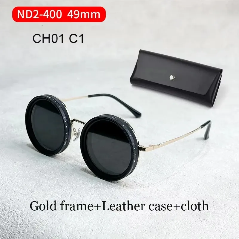 Lunettes de soleil polarisées réglables ND9, style rétro punk rond, pour hommes et femmes, idéales pour la pêche et la conduite en extérieur, protection UV400 24