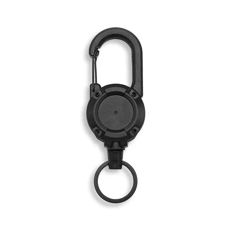 Porte-clés rétractable robuste à bobine et câble en acier, avec boucle à ressort, pour usage sportif et plein air 7