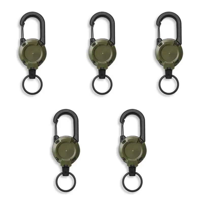 Porte-clés rétractable robuste à bobine et câble en acier, avec boucle à ressort, pour usage sportif et plein air 10