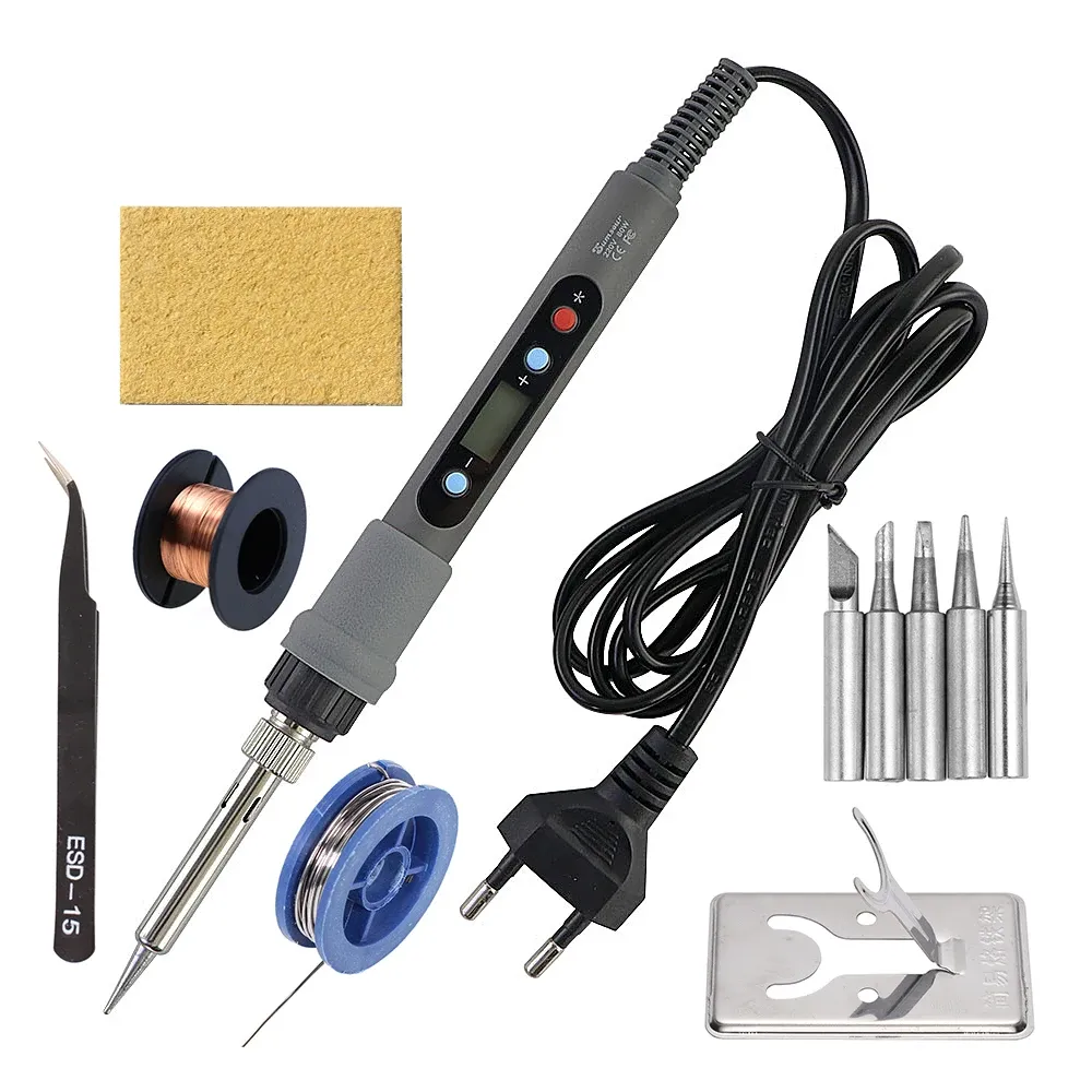 Fer à souder électrique numérique 60 W/80 W à température réglable, avec fonction dessoudage, pour réparation et outils de soudure 8