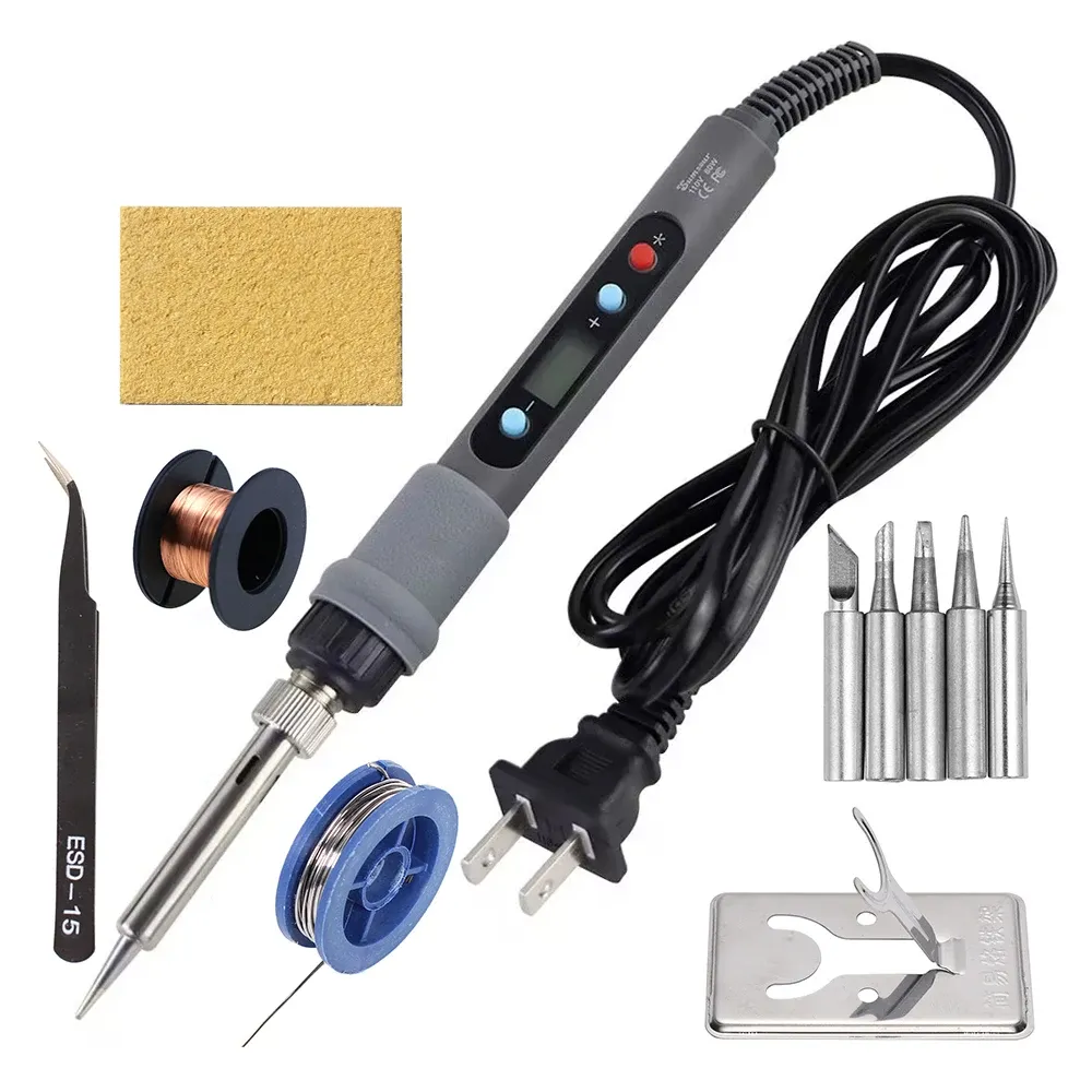 Fer à souder électrique numérique 60 W/80 W à température réglable, avec fonction dessoudage, pour réparation et outils de soudure 7