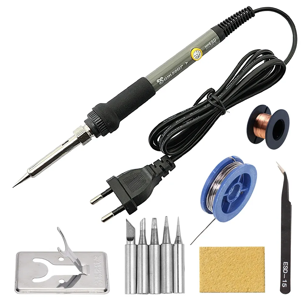 Fer à souder électrique numérique 60 W/80 W à température réglable, avec fonction dessoudage, pour réparation et outils de soudure 22