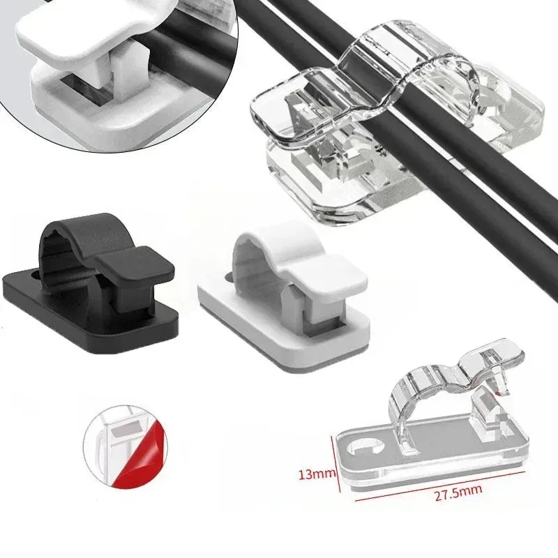 Clips auto-adhésifs pour gestion des câbles (lot de 10 à 50 pièces), organisateur pour voiture et bureau 2