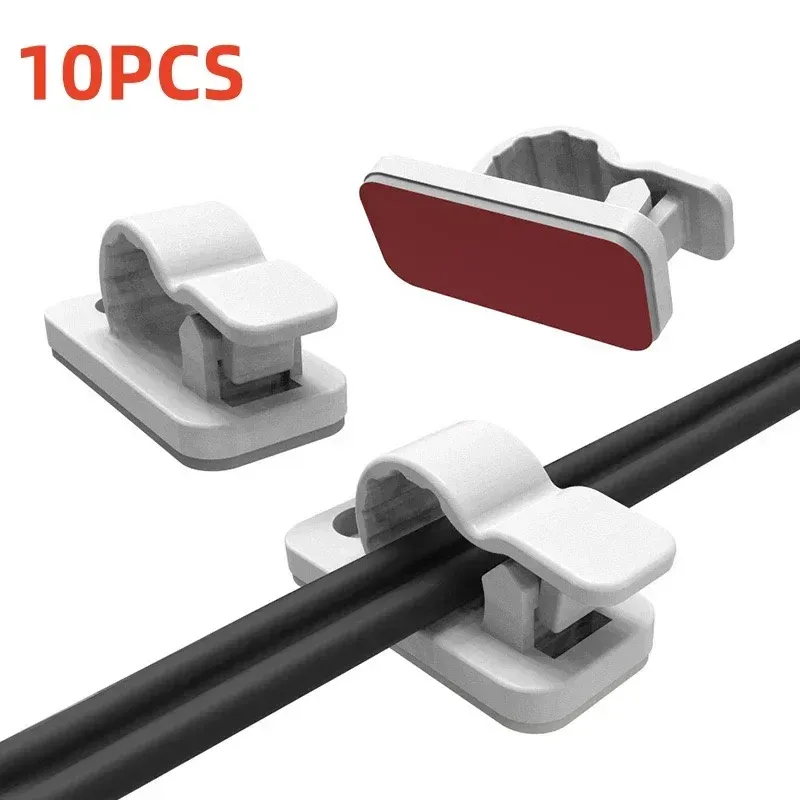 Clips auto-adhésifs pour gestion des câbles (lot de 10 à 50 pièces), organisateur pour voiture et bureau 10