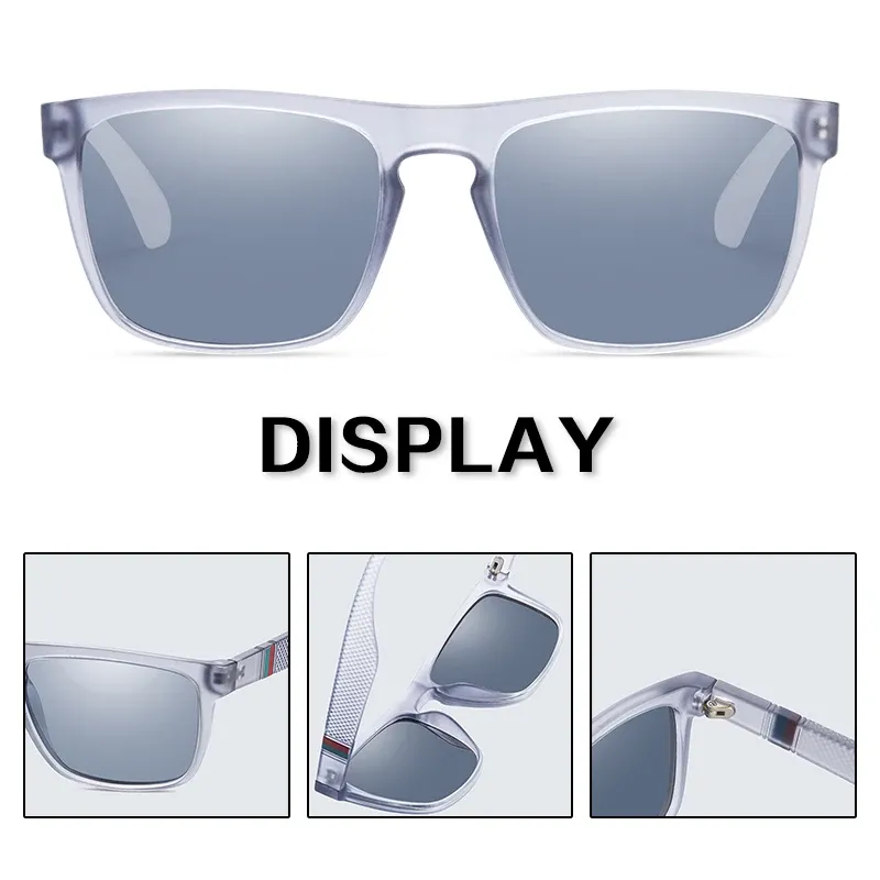 Lunettes de soleil carrées vintage polarisées unisexes, lunettes rétro pour la conduite et la pêche, protection UV400 6