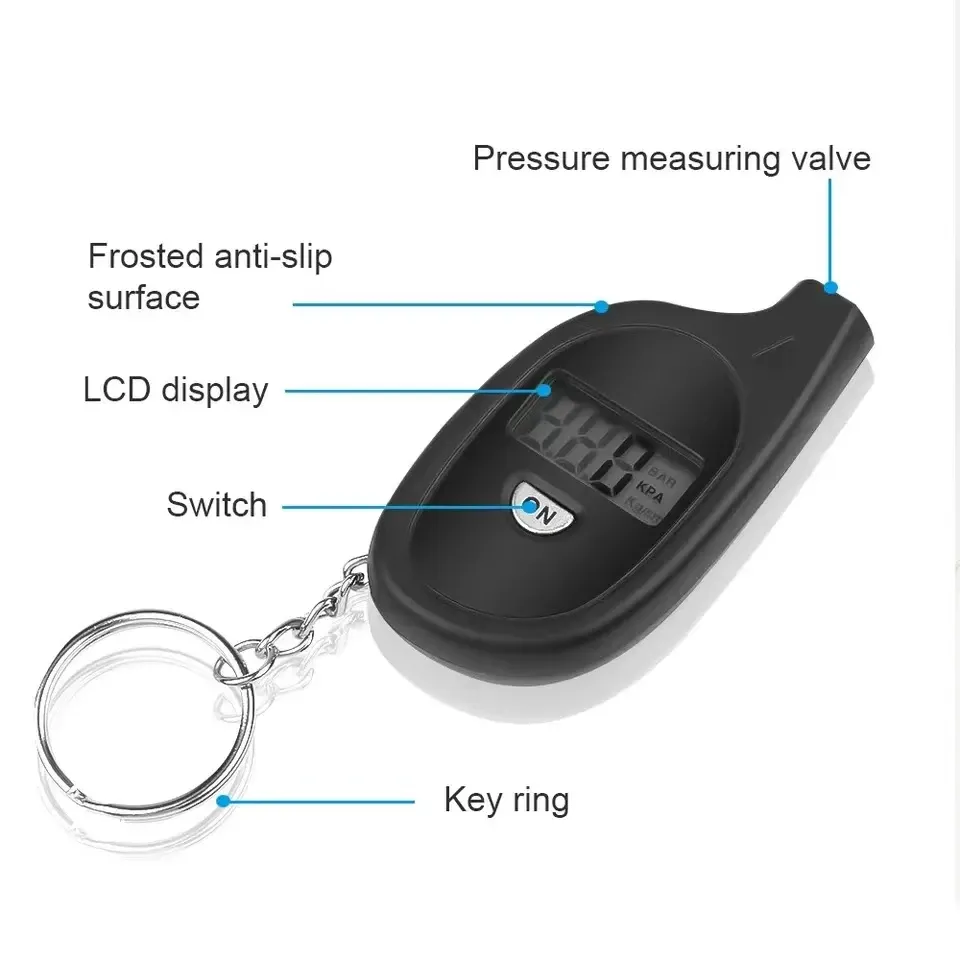 Manomètre numérique pour pneus avec écran LCD, pour voitures et motos 6