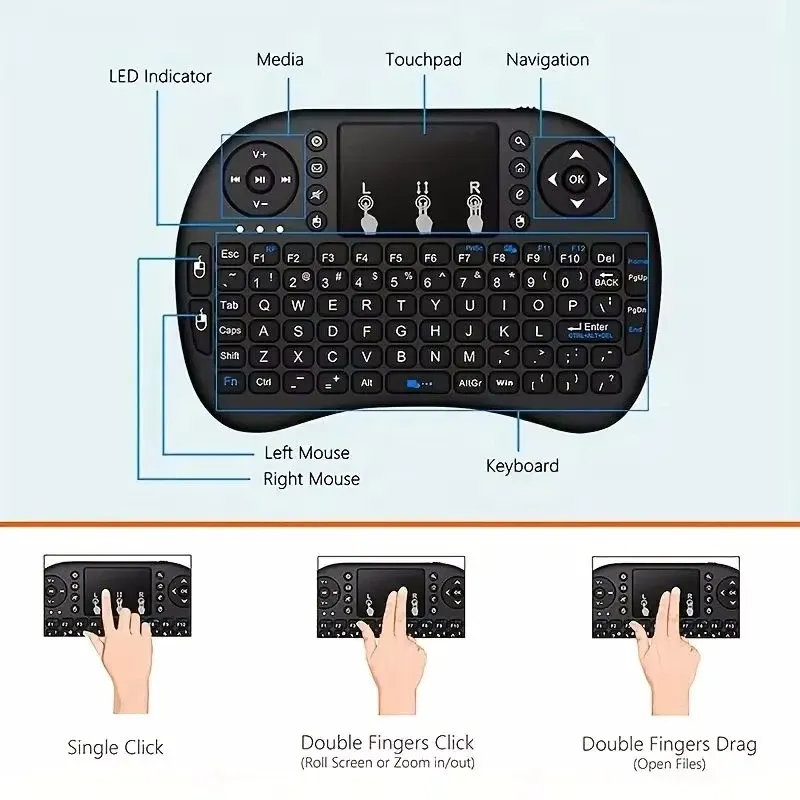 Clavier sans fil Air Mouse avec pavé tactile AZERTY, rétroéclairé RGB, mini, pour PC et TV Box 4