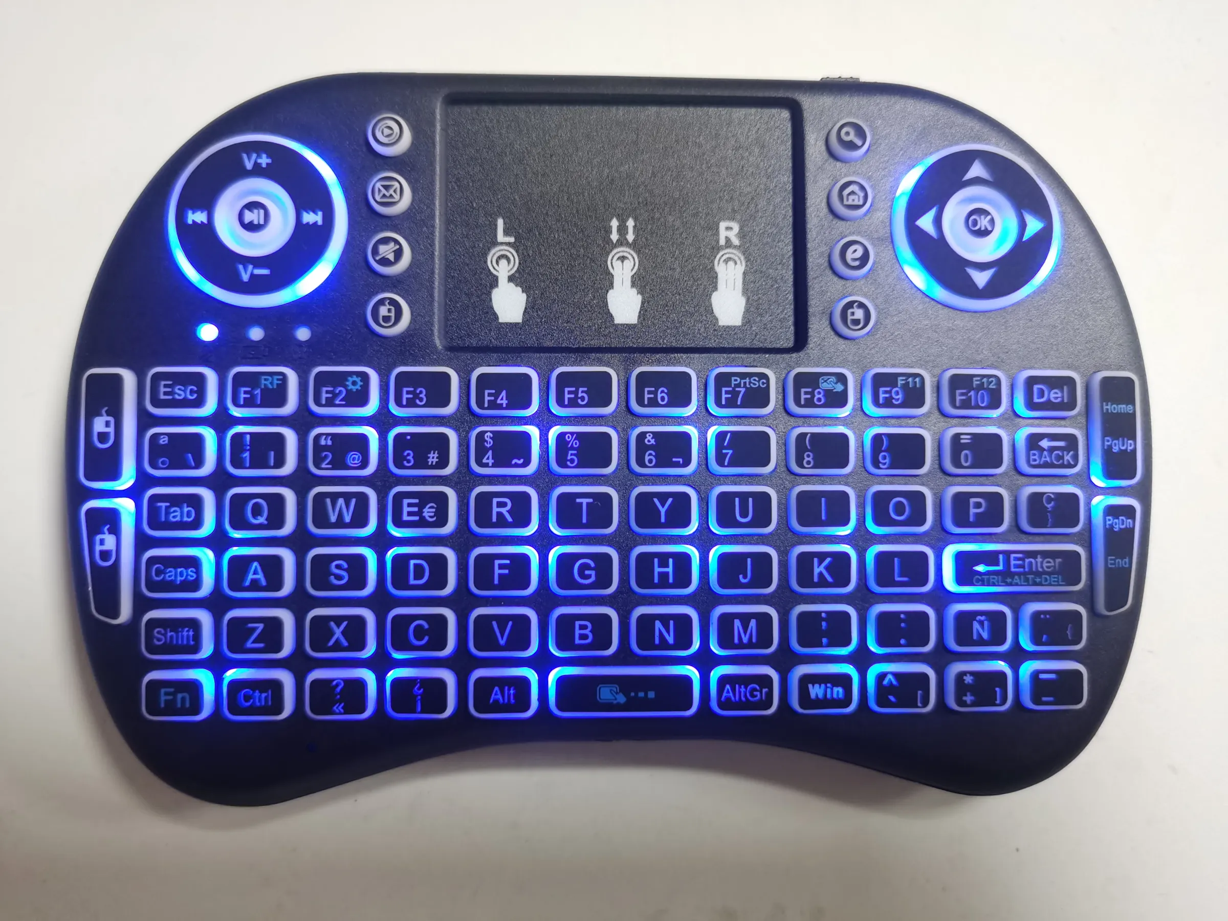 Clavier sans fil Air Mouse avec pavé tactile AZERTY, rétroéclairé RGB, mini, pour PC et TV Box 15