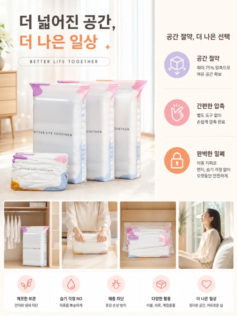 Sacs de rangement sous vide réutilisables sans pompe, gain de place pour vêtements, couettes et voyages 6