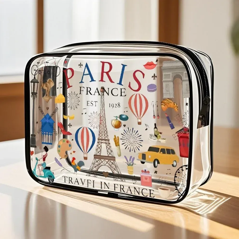 Trousse de toilette transparente pour cosmétiques et pilules