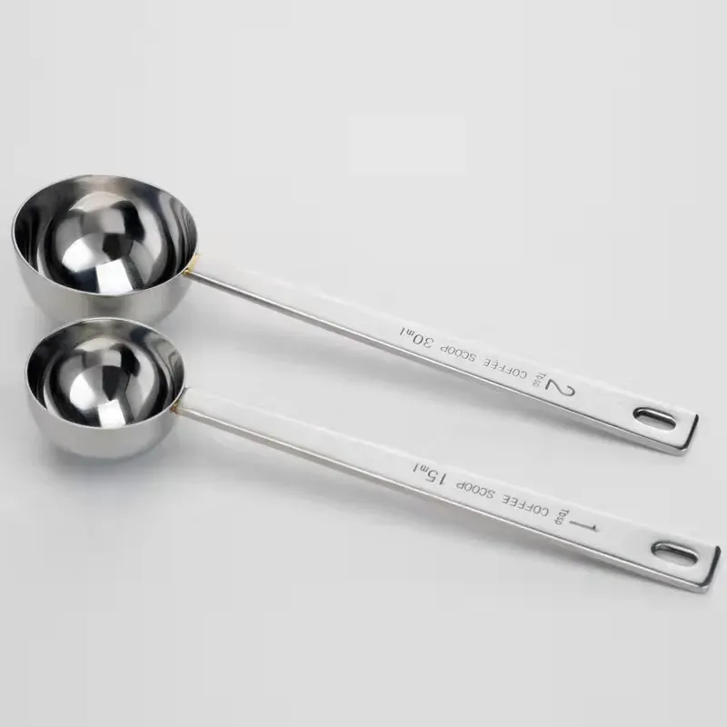 Cuillère à café en acier inoxydable, lot de 2 pièces, cuillère à mesurer à long manche pour la préparation du café 3
