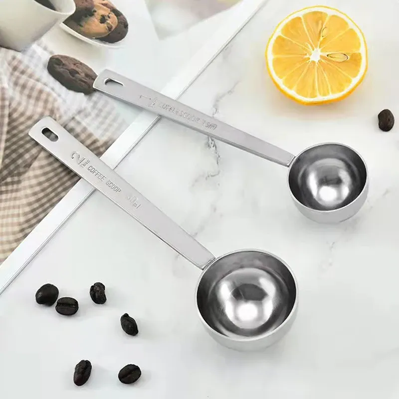Cuillère à café en acier inoxydable, lot de 2 pièces, cuillère à mesurer à long manche pour la préparation du café 2