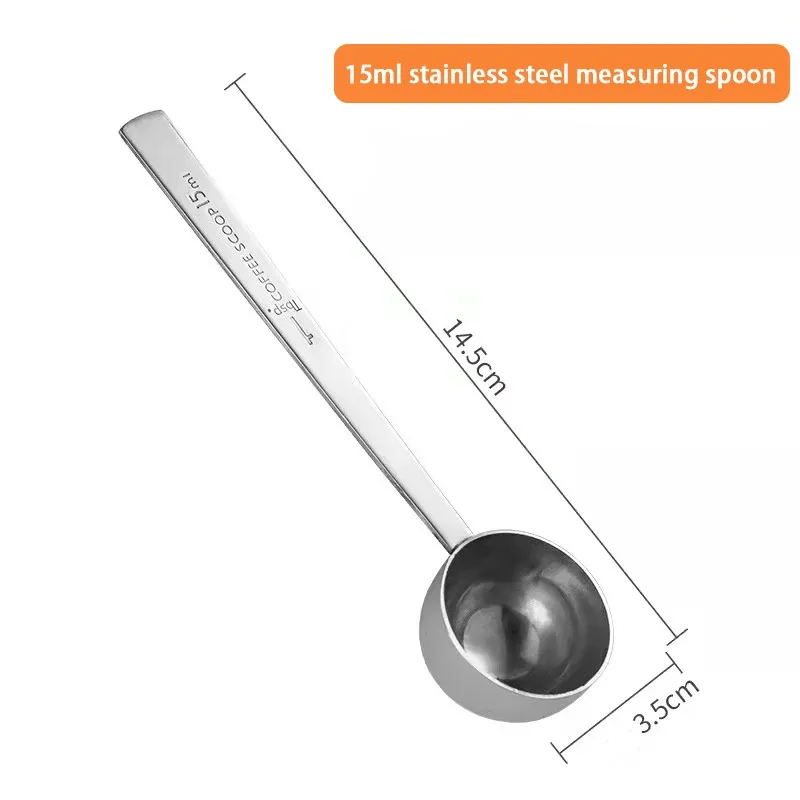 Cuillère à café en acier inoxydable, lot de 2 pièces, cuillère à mesurer à long manche pour la préparation du café 5