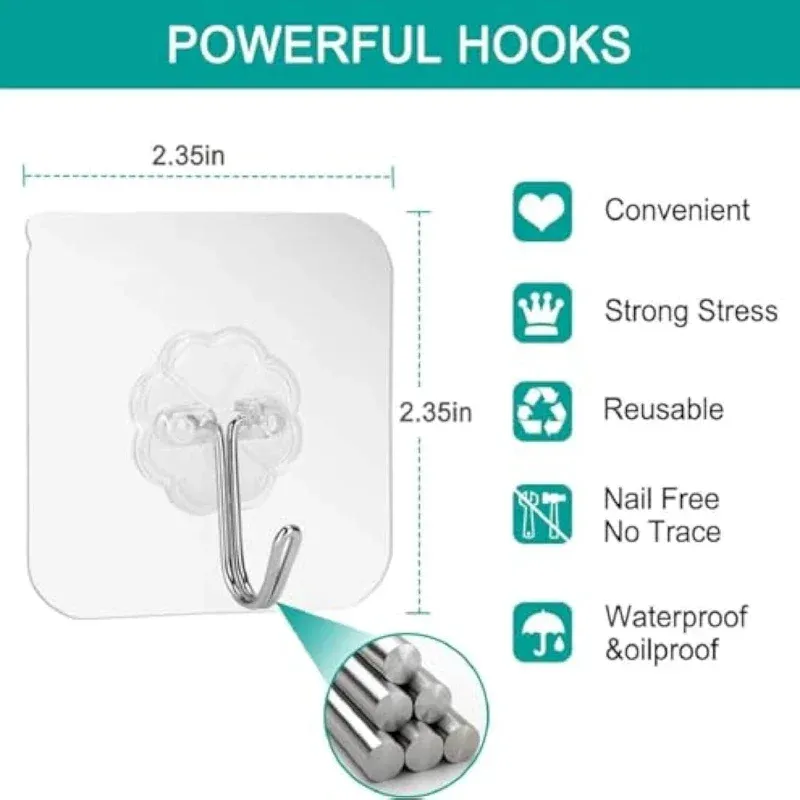 Crochets muraux autocollants multi-usages et robustes pour vêtements, clés, serviettes et cuisine 5