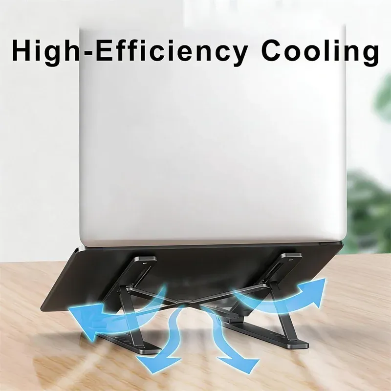 Support d'ordinateur portable pliant et réglable en aluminium pour MacBook, PC et tablette, à dissipation thermique optimisée 3
