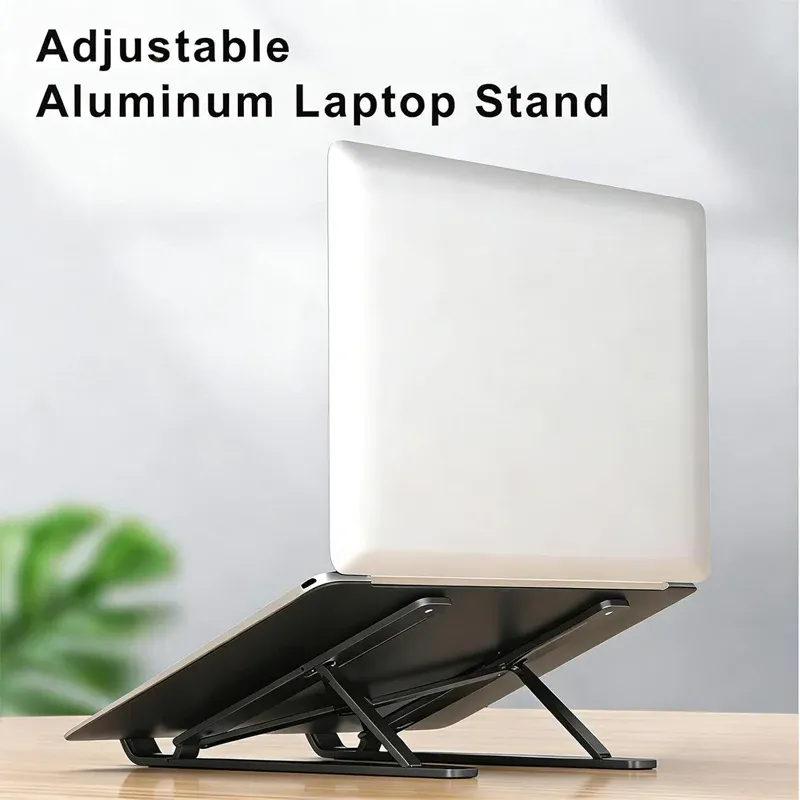 Support d'ordinateur portable pliant et réglable en aluminium pour MacBook, PC et tablette, à dissipation thermique optimisée 4
