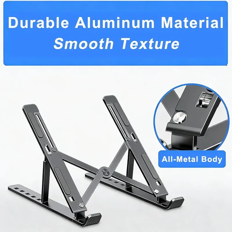 Support d'ordinateur portable pliant et réglable en aluminium pour MacBook, PC et tablette, à dissipation thermique optimisée 6