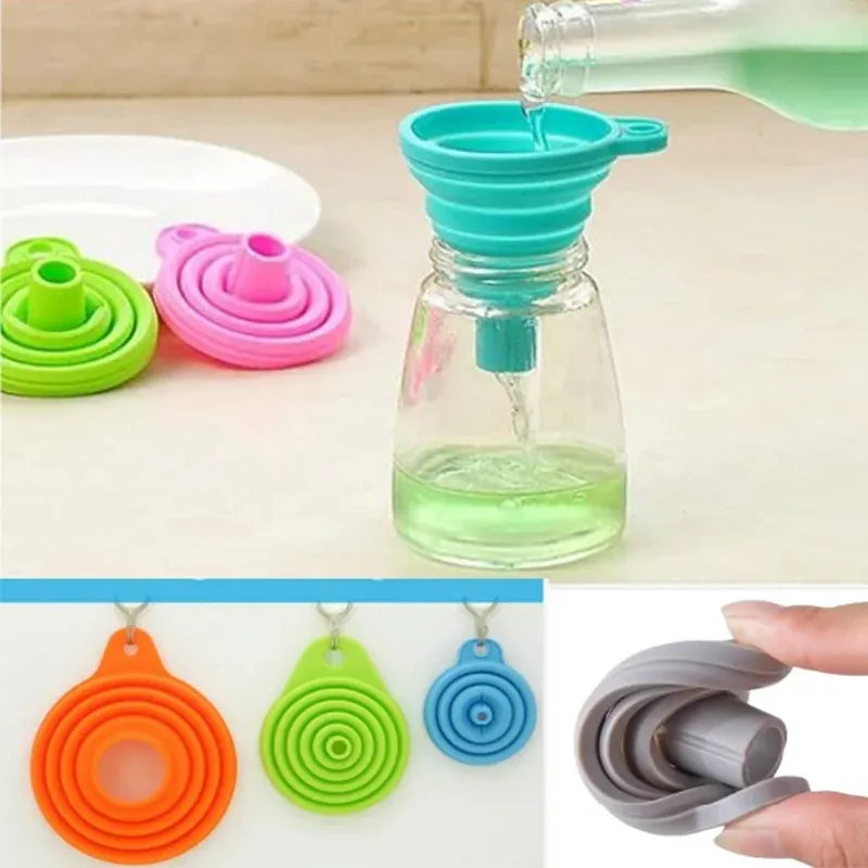 Entonnoir pliable en silicone, ustensile de cuisine multifonctionnel portable pour huile et vin, lot de 1 à 2 pièces 2