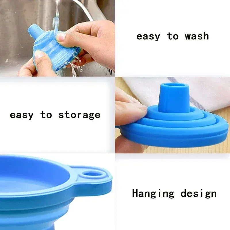 Entonnoir pliable en silicone, ustensile de cuisine multifonctionnel portable pour huile et vin, lot de 1 à 2 pièces 5