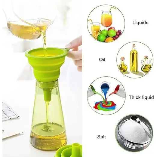 Entonnoir pliable en silicone, vue rapprochée