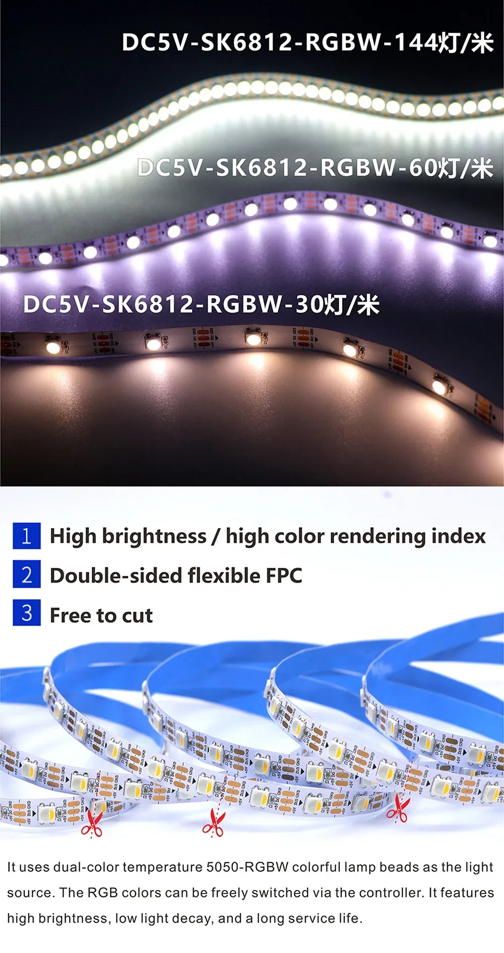 Bande LED RGBW intégrée à un espace de vie